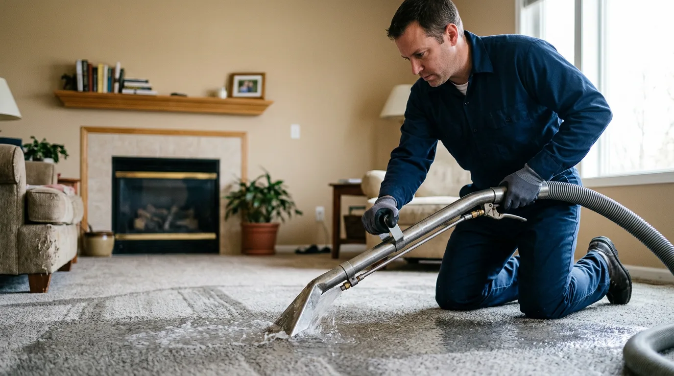 Water damage restoration technician working near Farmingville, NY